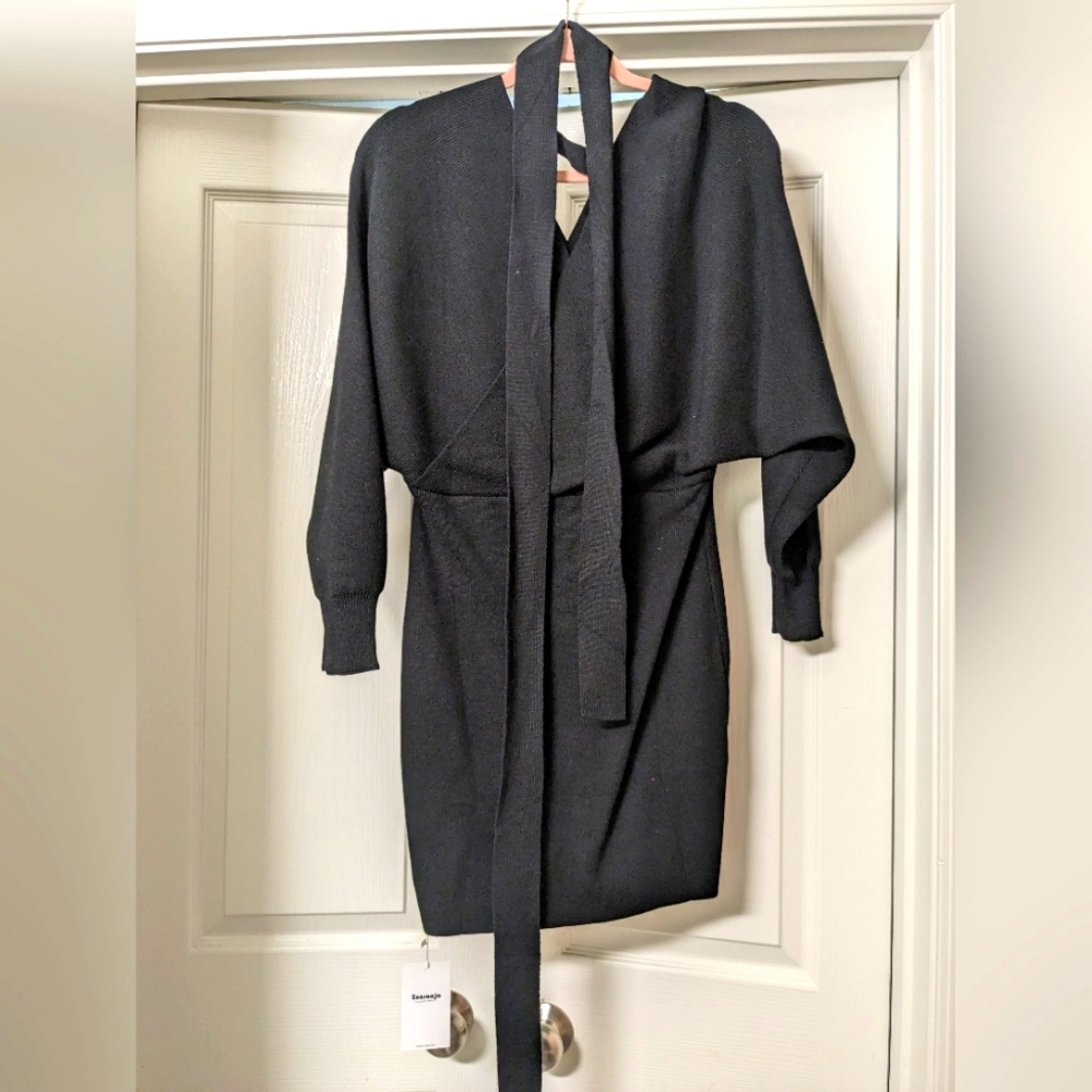 Black Zonsaoja sweater dress, medium, new with tag